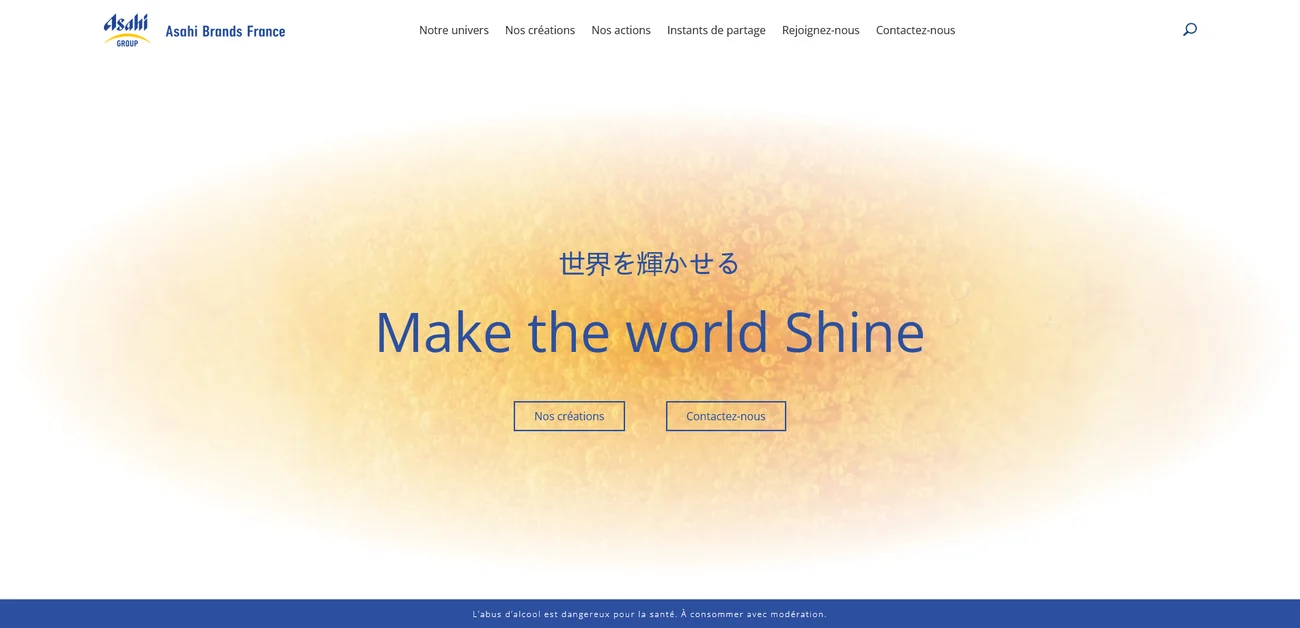 Aperçu desktop du site Asahi Brands France réalisé par PROSPEOS