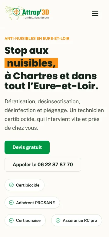 Aperçu mobile du site Attrap'3D