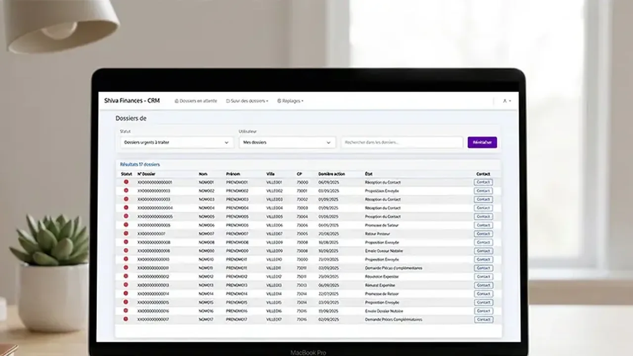 Aperçu du site CRM Shiva Finance réalisé par PROSPEOS