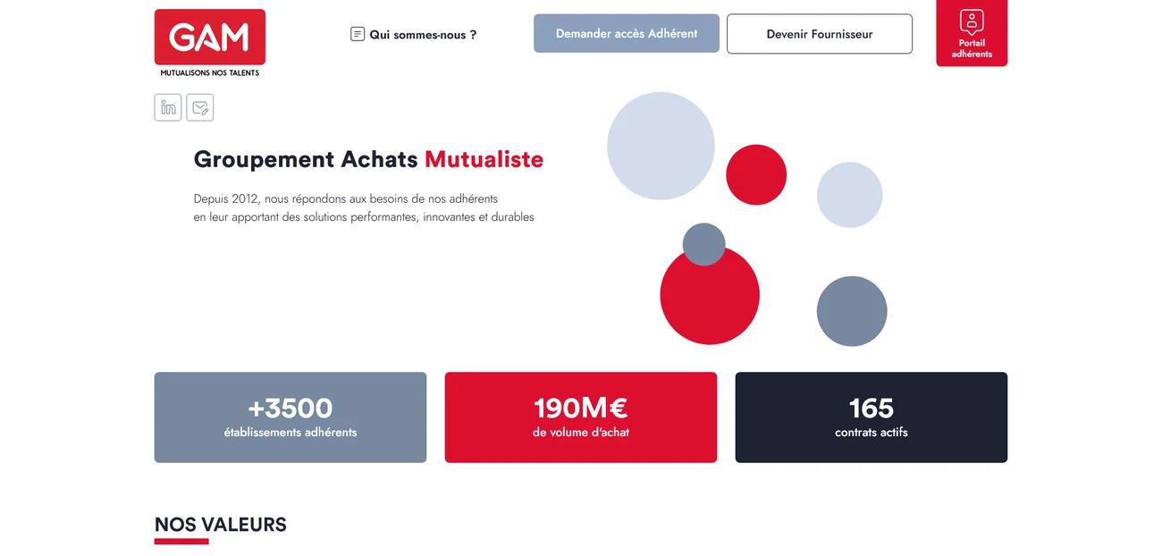 Aperçu desktop du site GAM réalisé par PROSPEOS