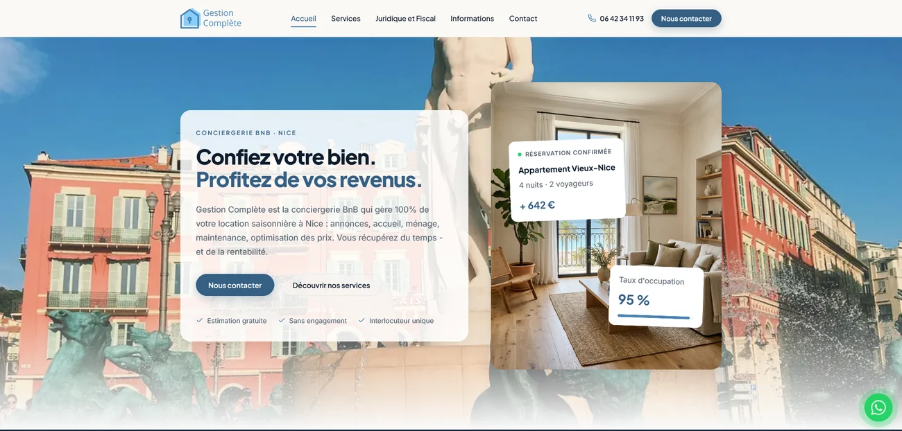 Aperçu desktop du site Gestion Complète réalisé par PROSPEOS