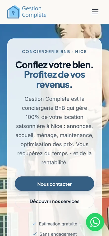 Aperçu mobile du site Gestion Complète