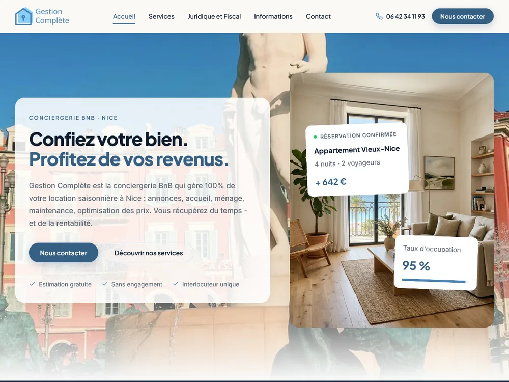 Aperçu du site Gestion Complète réalisé par PROSPEOS