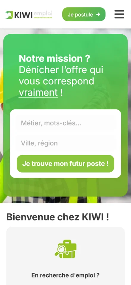 Aperçu mobile du site KIWI Emploi