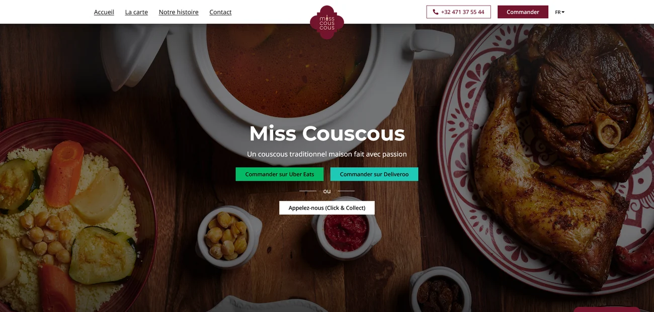 Aperçu desktop du site Miss Couscous réalisé par PROSPEOS