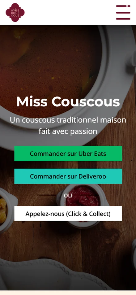 Aperçu mobile du site Miss Couscous