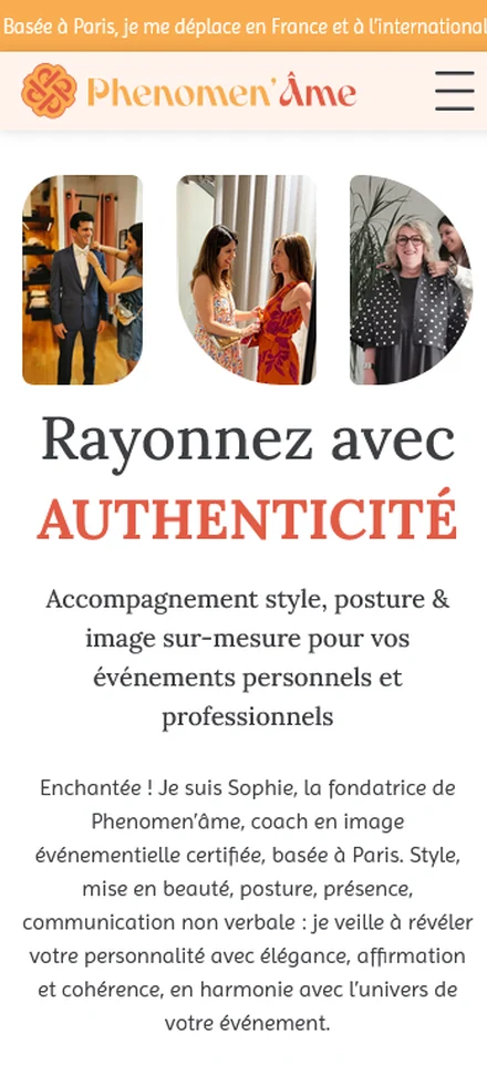 Aperçu mobile du site Phenomen'Âme
