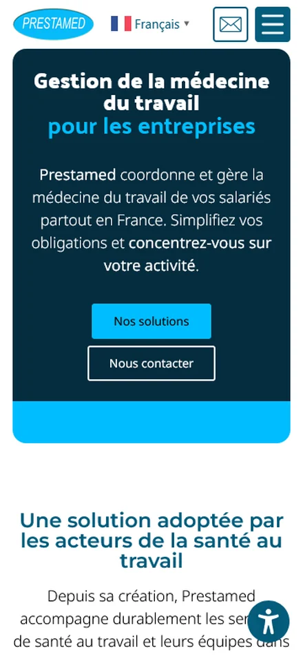 Aperçu mobile du site Prestamed
