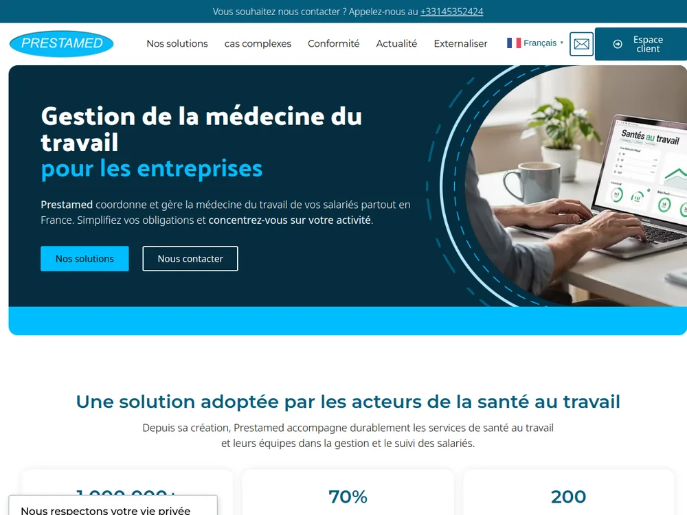 Aperçu du site Prestamed réalisé par PROSPEOS