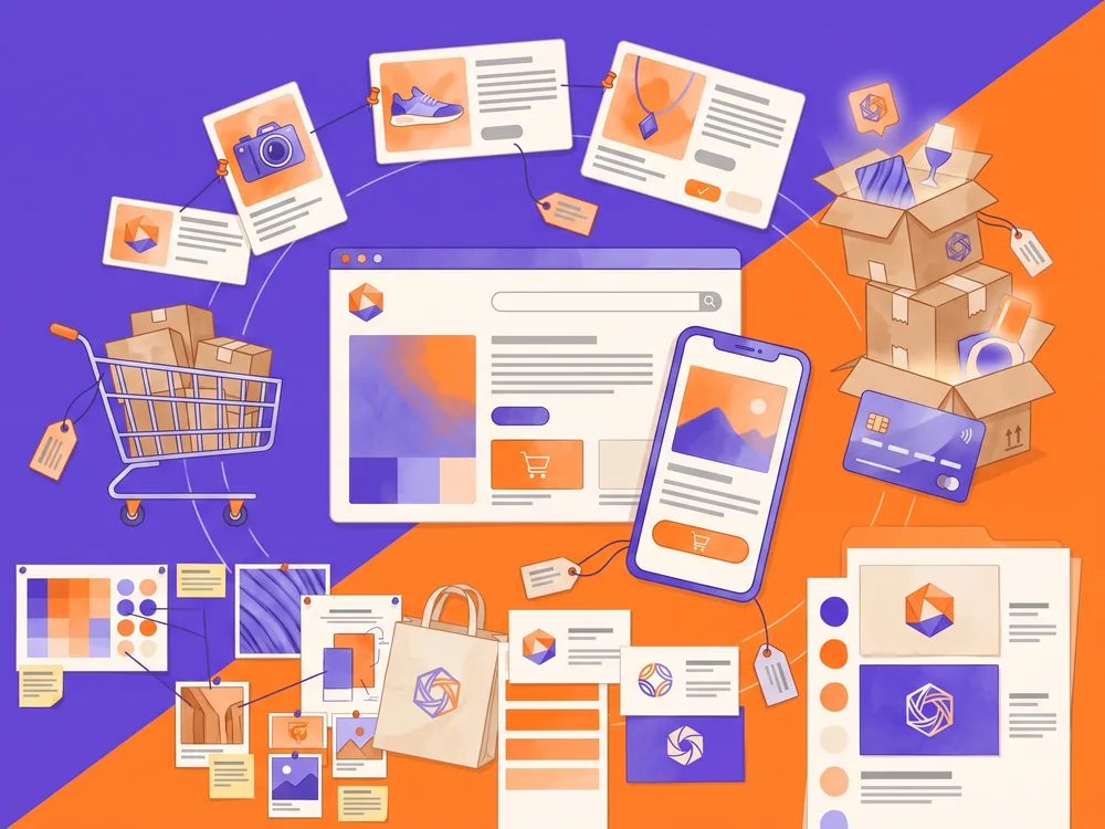 Illustration : boutique en ligne e-commerce, par PROSPEOS