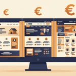 Trois ordinateurs représentant les fourchettes de prix d'un site internet professionnel en 2026 : site vitrine, site avancé et site e-commerce