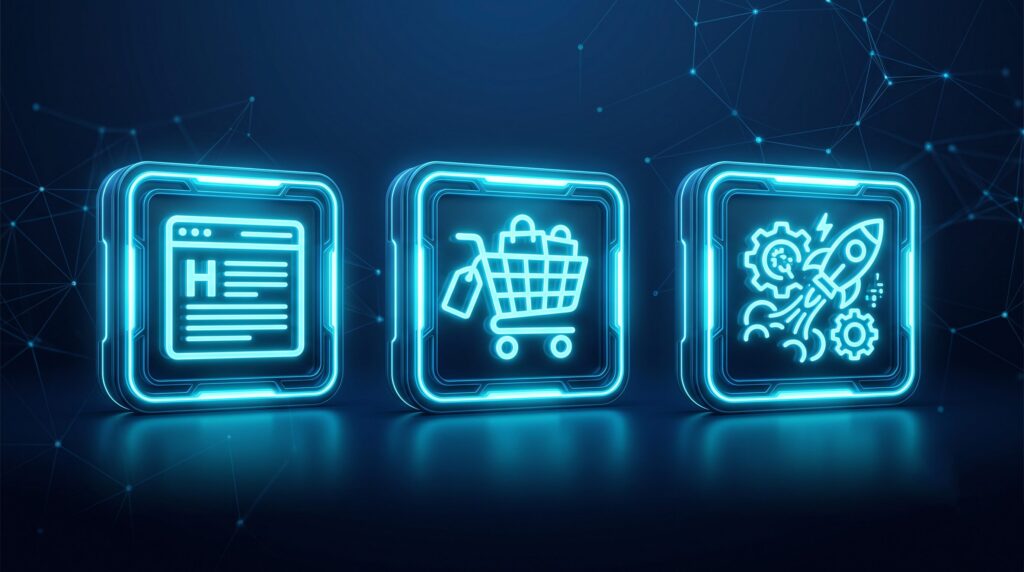 trois types de projets web : site vitrine, e-commerce et plateforme sur-mesure